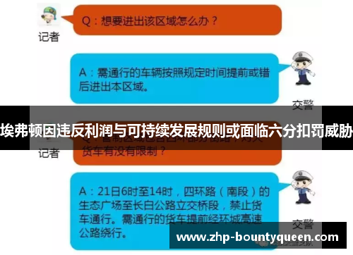 埃弗顿因违反利润与可持续发展规则或面临六分扣罚威胁